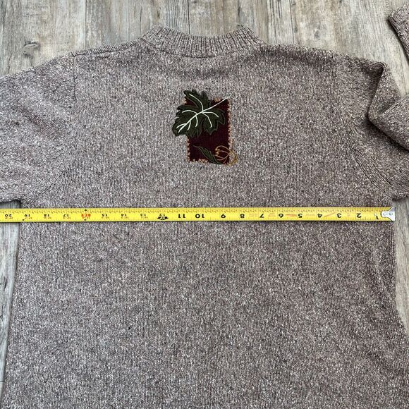 Draper's and Damon's Sweater Vintage Fall Women's M Brown Patchwork Leaves - Picture 7 of 9